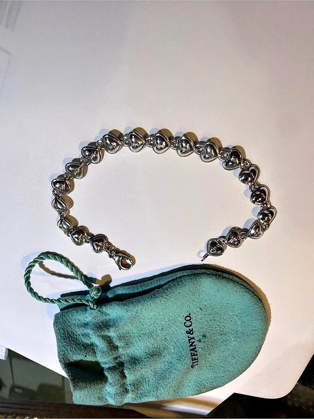Tiffany & Co. Puffy Heart Link Bracelet. Silver